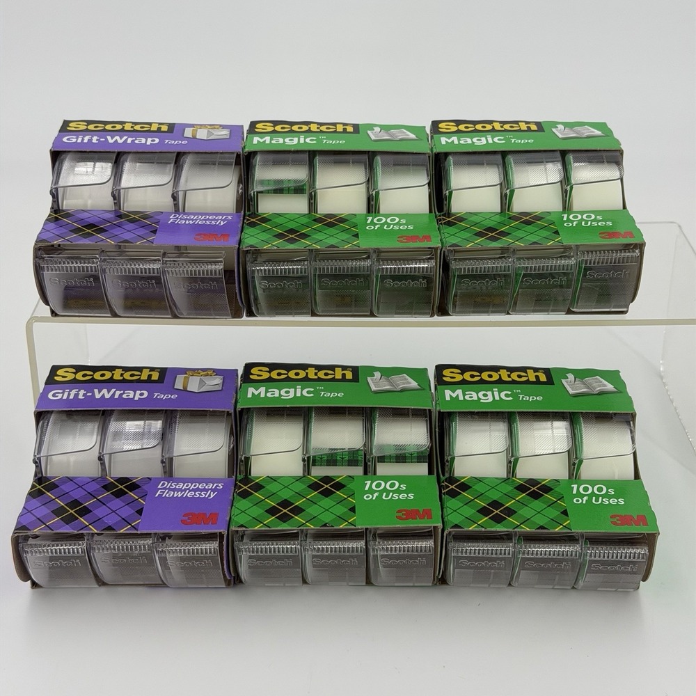 LOT OF 2 Sets of 3 Scotch Gift Wrap Tape And 4 Lots Of 3 Magic Tape 3M